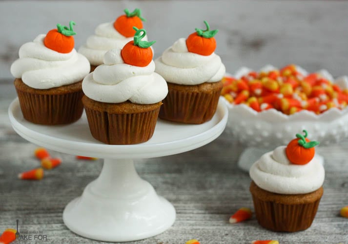 Pumpkin Cupcakes with Whipped Cream Frosting