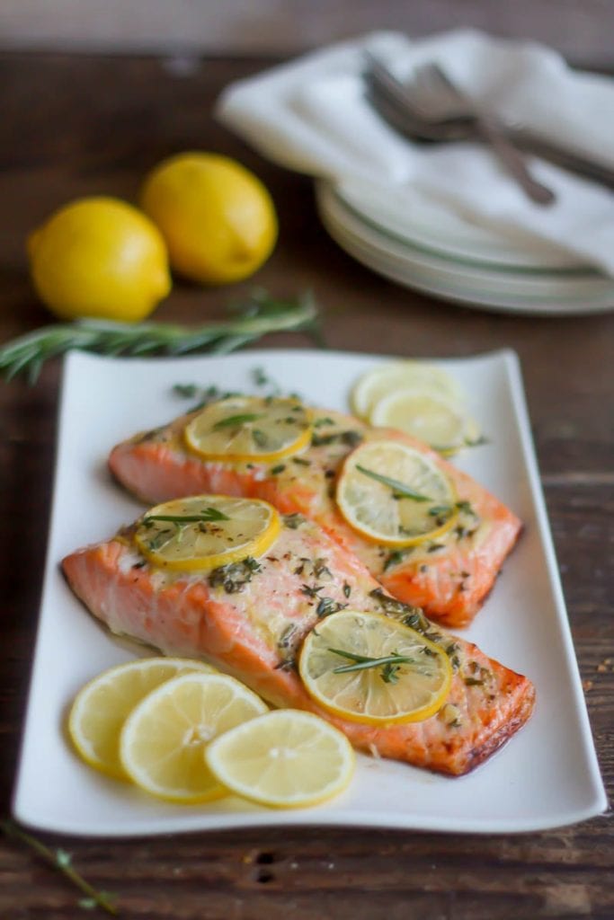 Roasted Salmon with Herb Buttter